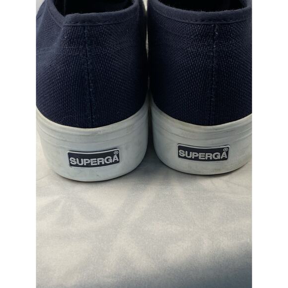 Superga Platform Sneakers Tennis Shoes Women's Navy Blue Canvas Shoe Size 9.5 - Picture 4 of 8